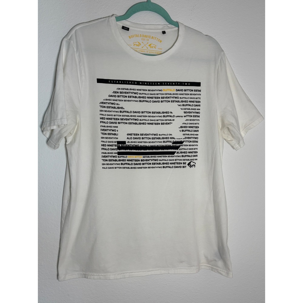 Buffalo David Bitton Mens White Graphic T-Shirt Established 1972 Crewneck Tee L